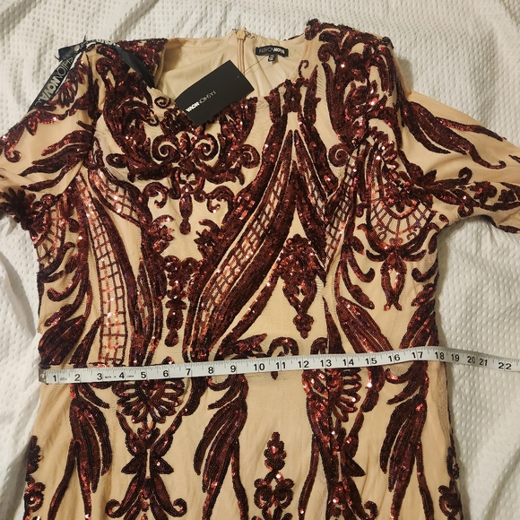 Fashion Nova Burgandy Sequin Maxi Formal Gown Sz 2X - Picture 8 of 9